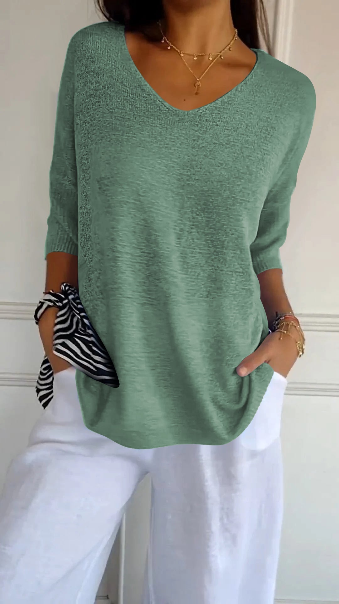 Wavlynn Alice women's longline loose fit tunic top relaxed V-neck silhouette everyday casual style