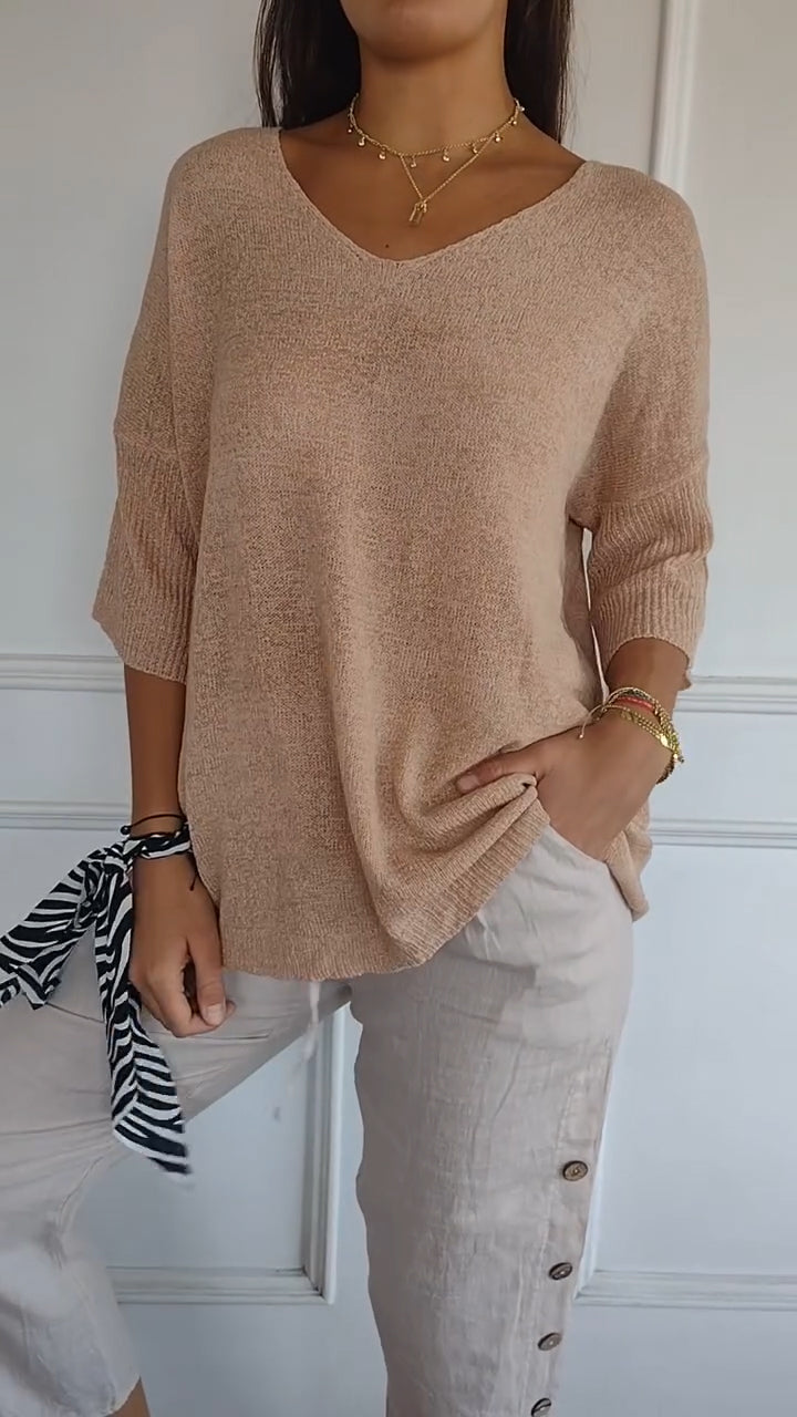Wavlynn Alice women's longline loose fit tunic top relaxed silhouette subtle V-neck everyday casual style