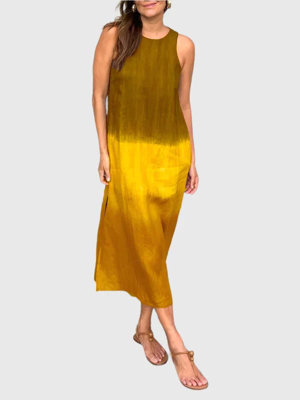 Terri-Lynn floral print dress earthy tones breezy drape flattering tummy-skimming silhouette