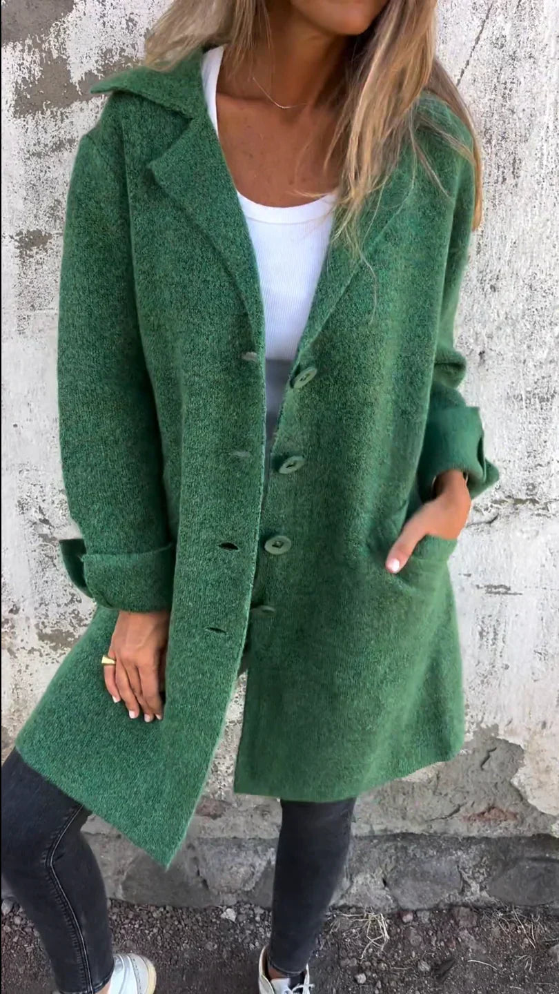 Margaret button down jacket in neutral felt-like quilted finish, lightweight structured outerwear layer