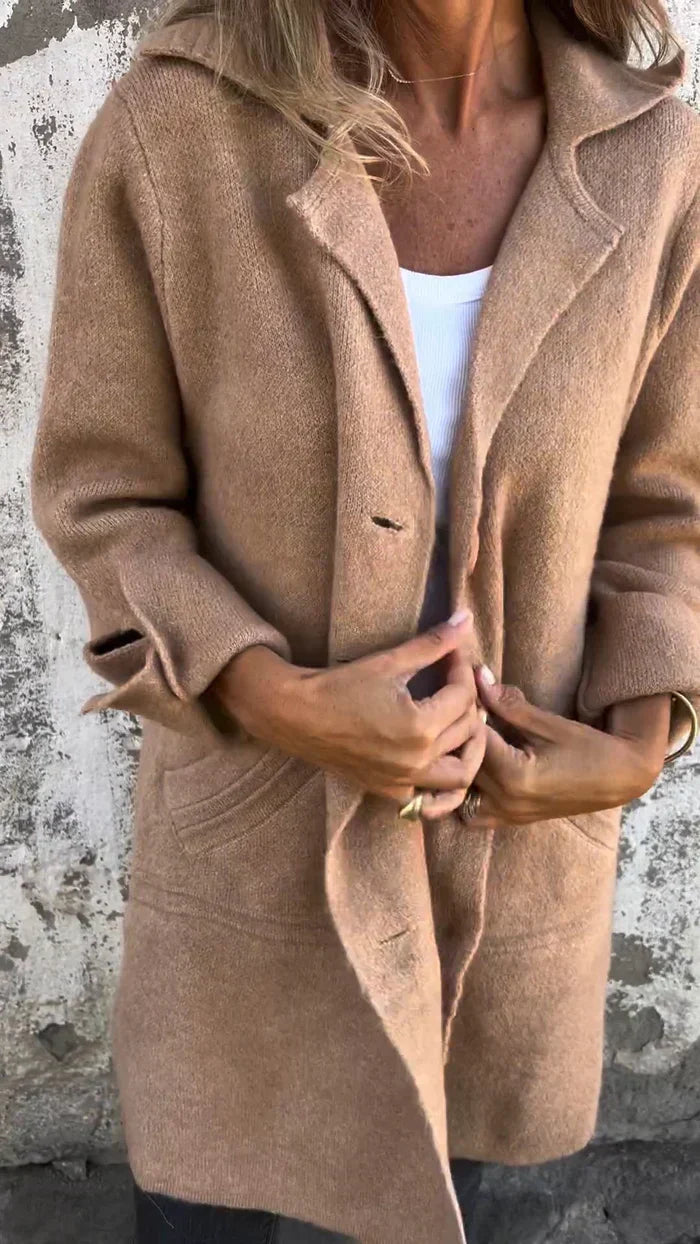 Margaret button down jacket in neutral felt-like texture with quilted finish and lightweight structured fit