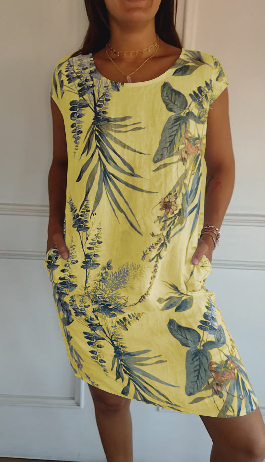 Comfortable round neck dress in versatile style, soft breathable fabric for all-day feminine elegance