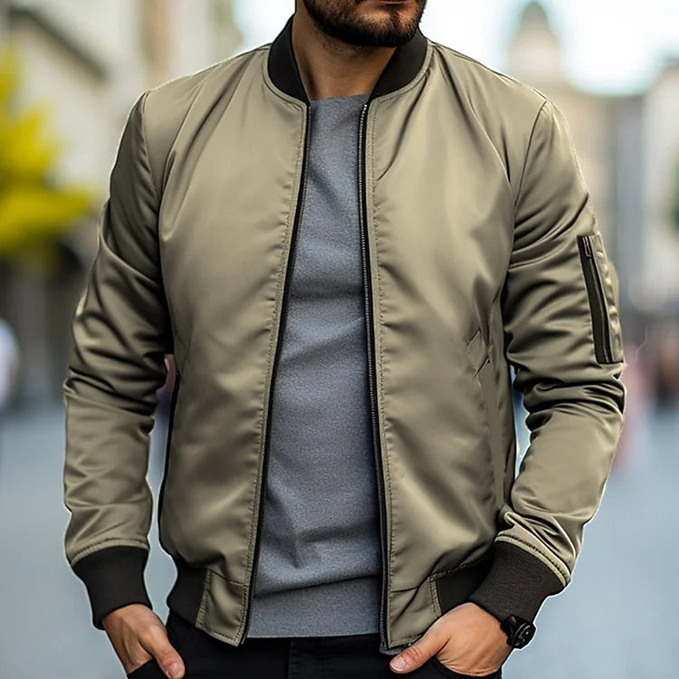 Men's lightweight bomber jacket in casual style with ribbed trims and modern contemporary cut
