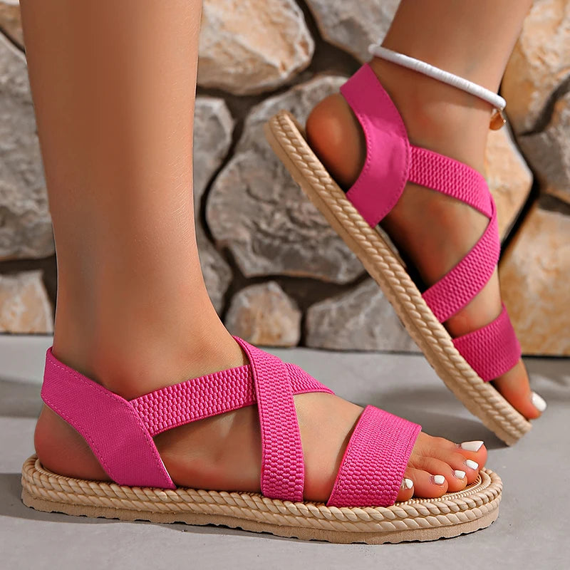 Women's woven espadrille sandals with cushioned sole, feminine design and relaxed elegant style