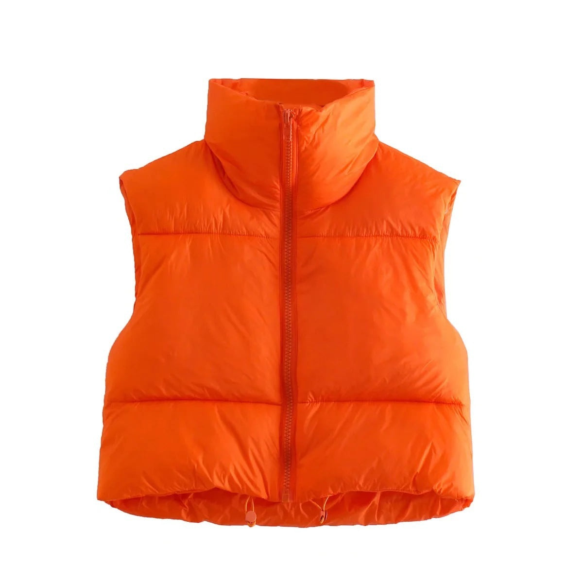 Women's sleeveless puffer vest lightweight warmth stand collar British-inspired style cold weather layering