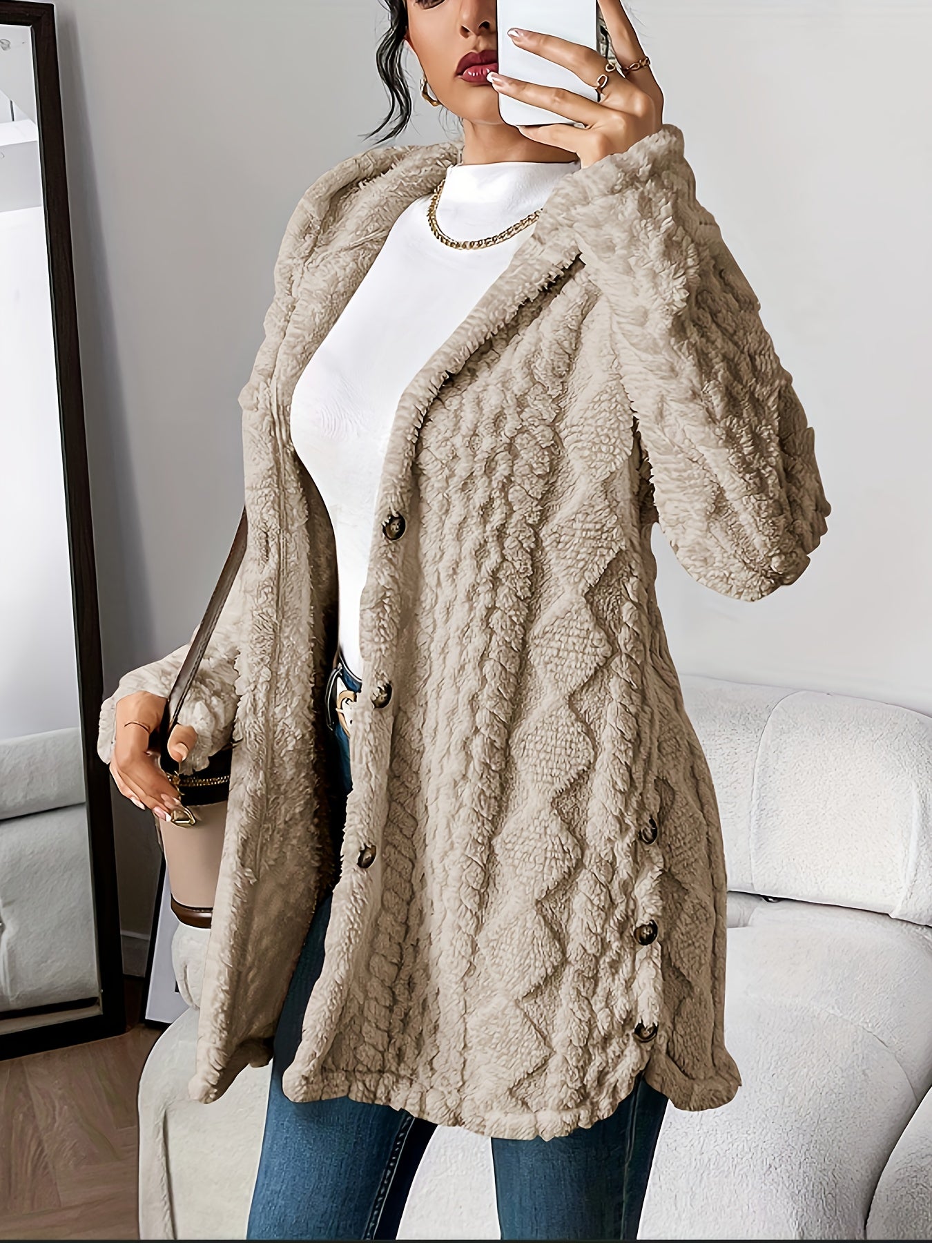 Adriana plush hooded cardigan relaxed silhouette ultra-soft velvety wrap for cozy layering