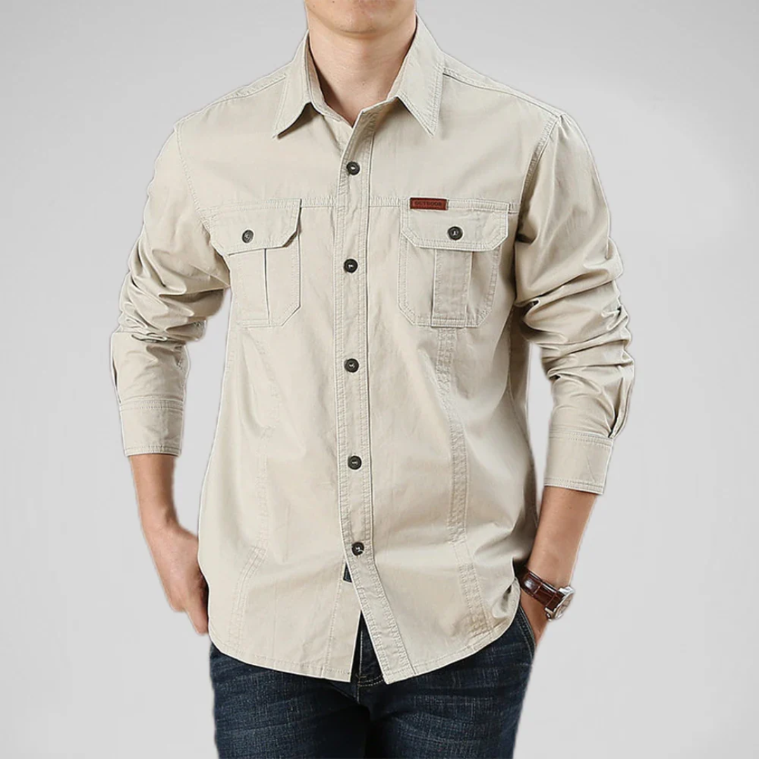 Vincent men's multi-pocket cotton shirt structured relaxed fit timeless understated style
