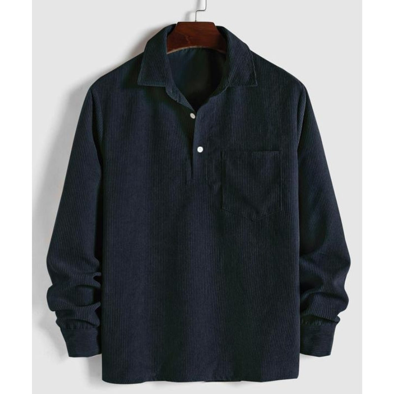 Aldrich men's brown corduroy shirt relaxed fit with reinforced button stitching for lasting durability