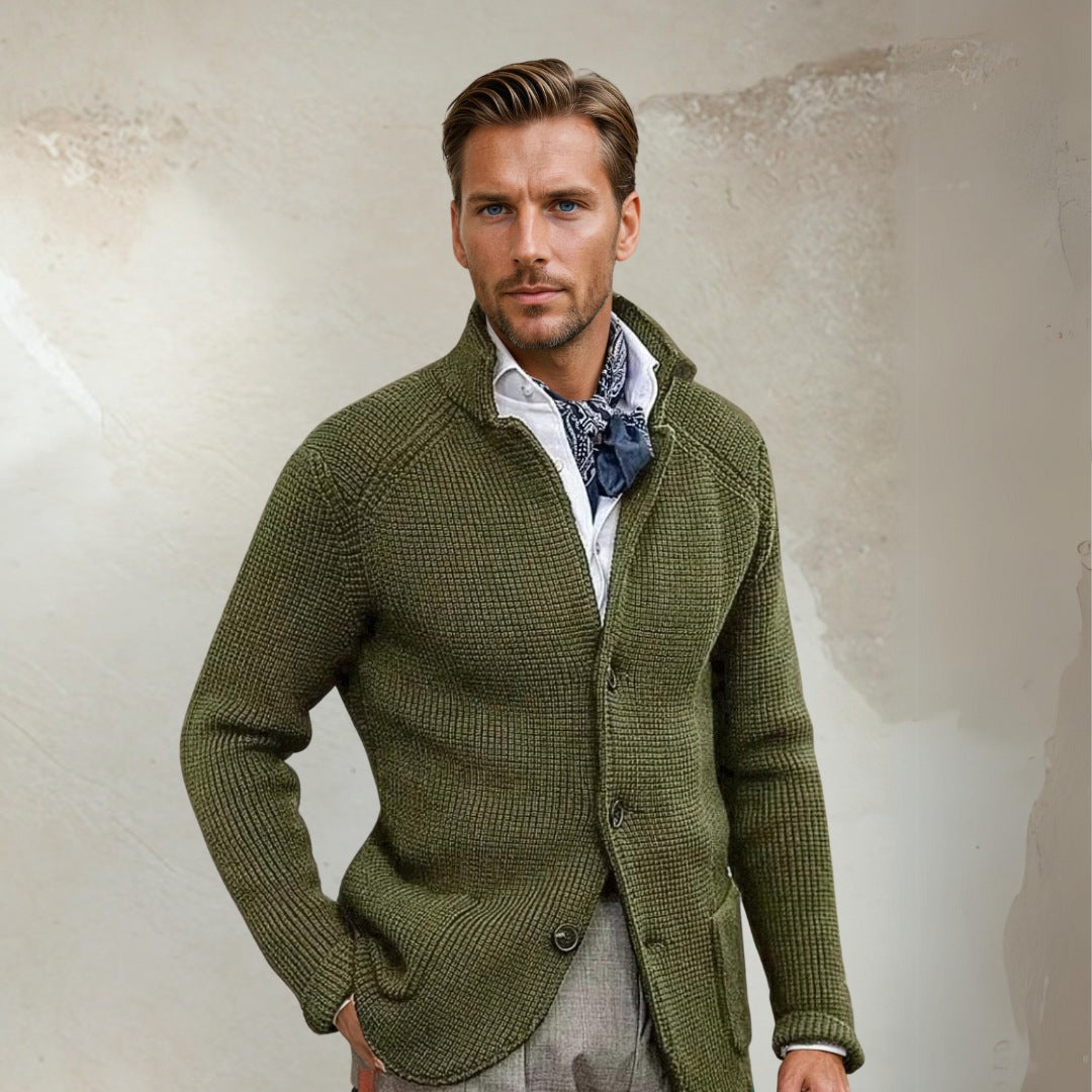 Men's wool blend tailored vest with high collar and button closure for smart casual style