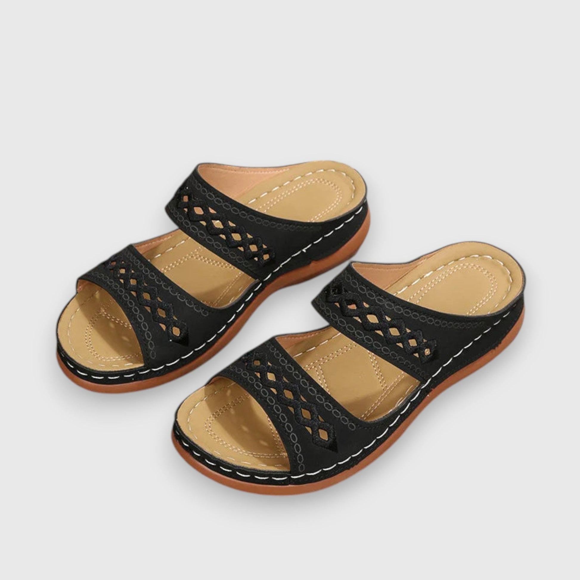 Women's wide fit sandals dual panel design sleek modern style for effortless everyday elegance
