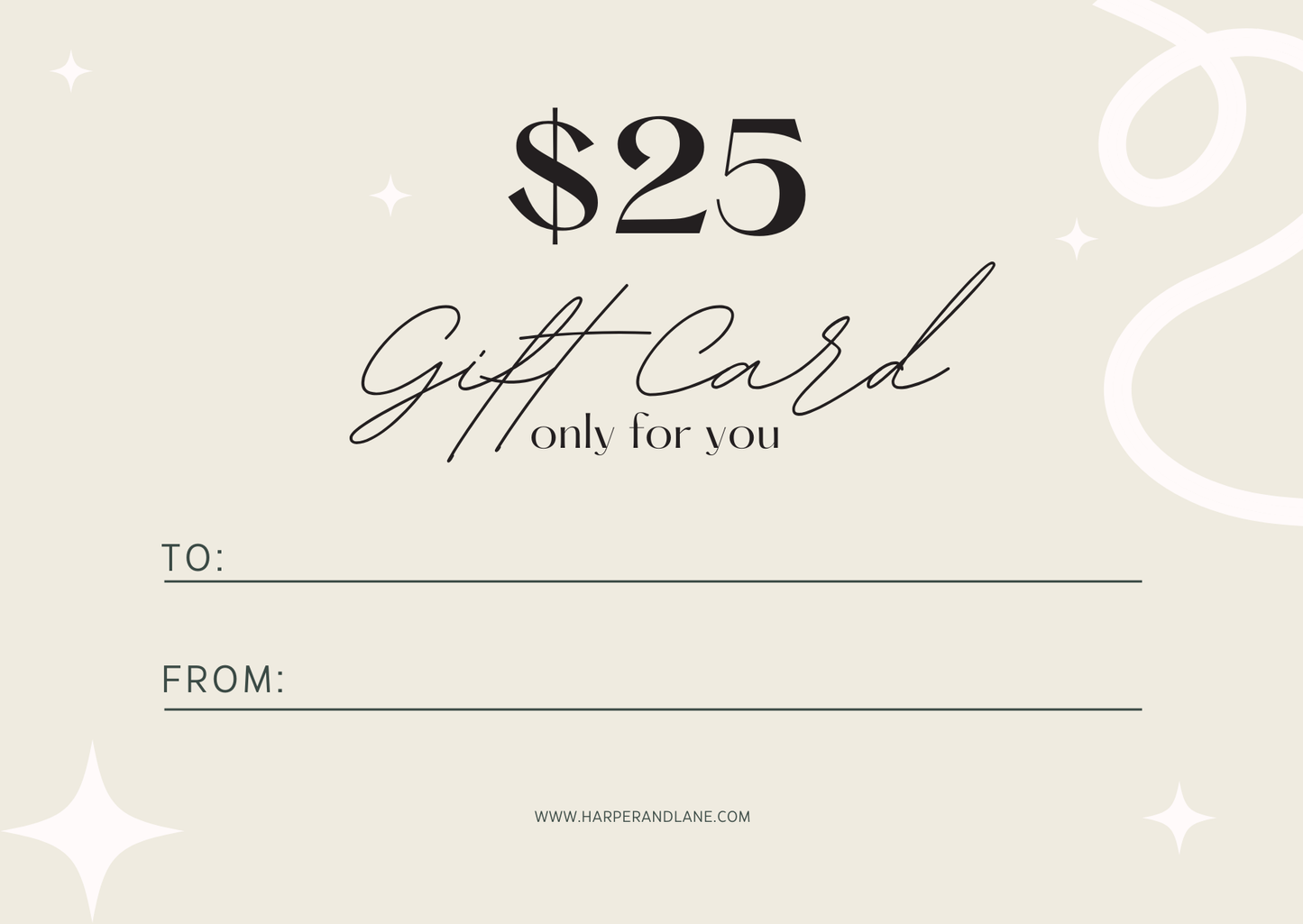 Harper & Lane digital gift card for elegant women's fashion collections, perfect for birthdays and holidays