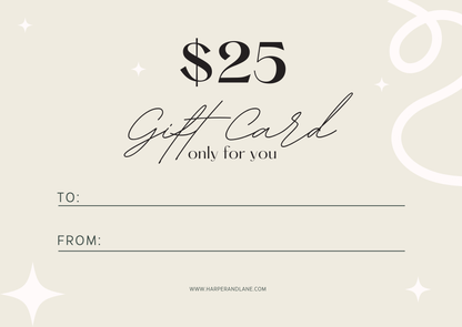 Harper & Lane digital gift card for elegant women's fashion collections, perfect for birthdays and holidays