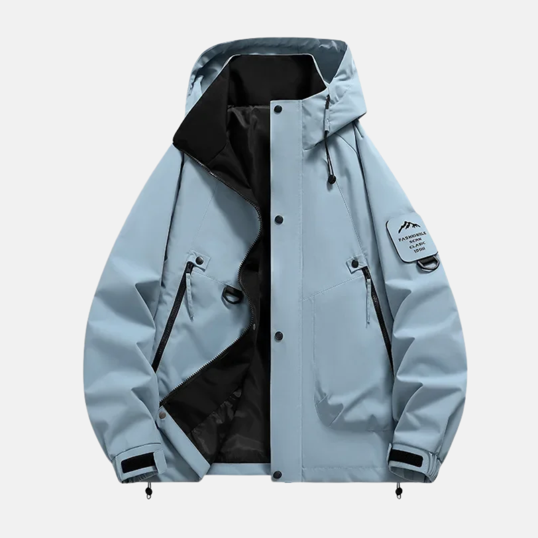 Men's rugged utility jacket water-resistant adjustable hood multiple pockets everyday explorer style
