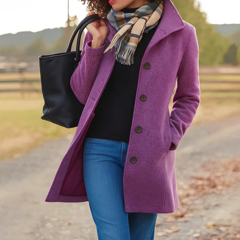 Aubrey classic wool-blend coat straight silhouette button-front closure timeless elegant style