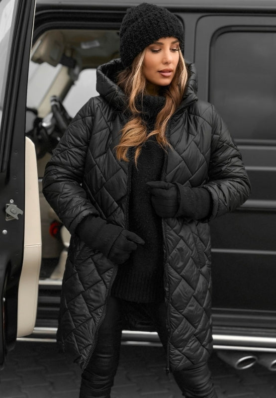 Riley quilted coat in sleek modern silhouette, lightweight insulated warmth for everyday style