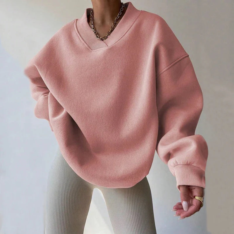 Calisore oversized pullover in neutral tone, ultra-soft pillow-like fabric for effortless relaxed comfort