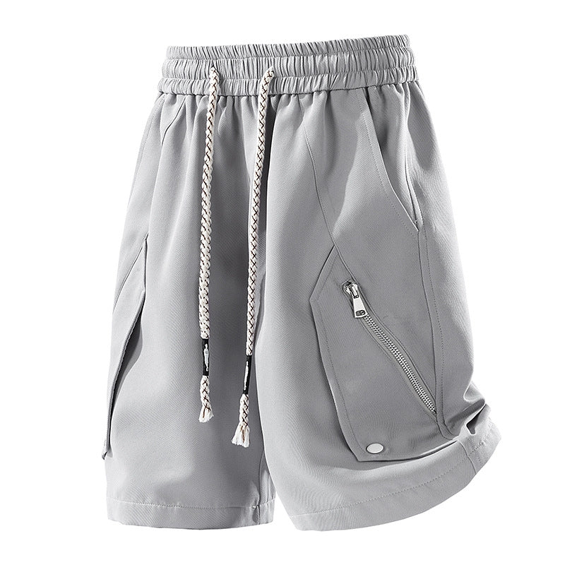 Halden men's gray athletic shorts with elastic waist and practical zip pockets for active wear