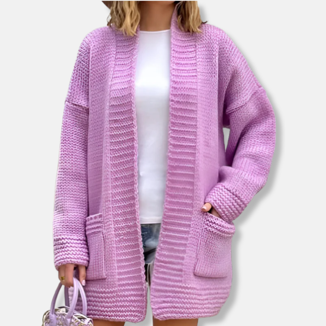 Women's oversized longline open-front knit cardigan cozy fall layer with smooth drape