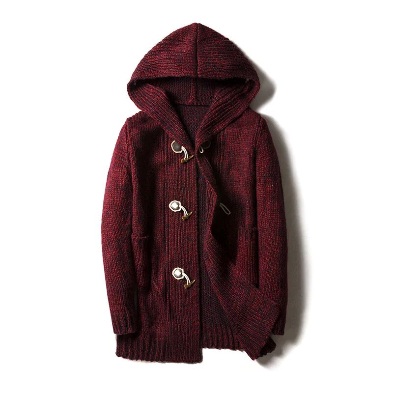 Norlid hooded cardigan marled yarn toggle closures relaxed artisanal knit in neutral tones