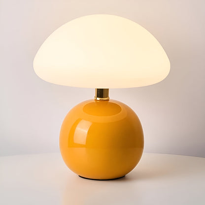 Modern mushroom ceramic table lamp with adjustable warm neutral cool white ambient glow sculptural form