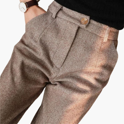 Clarisse™ tailored pants in neutral tone, slim-fit silhouette with sculpted waist for all-day elegance