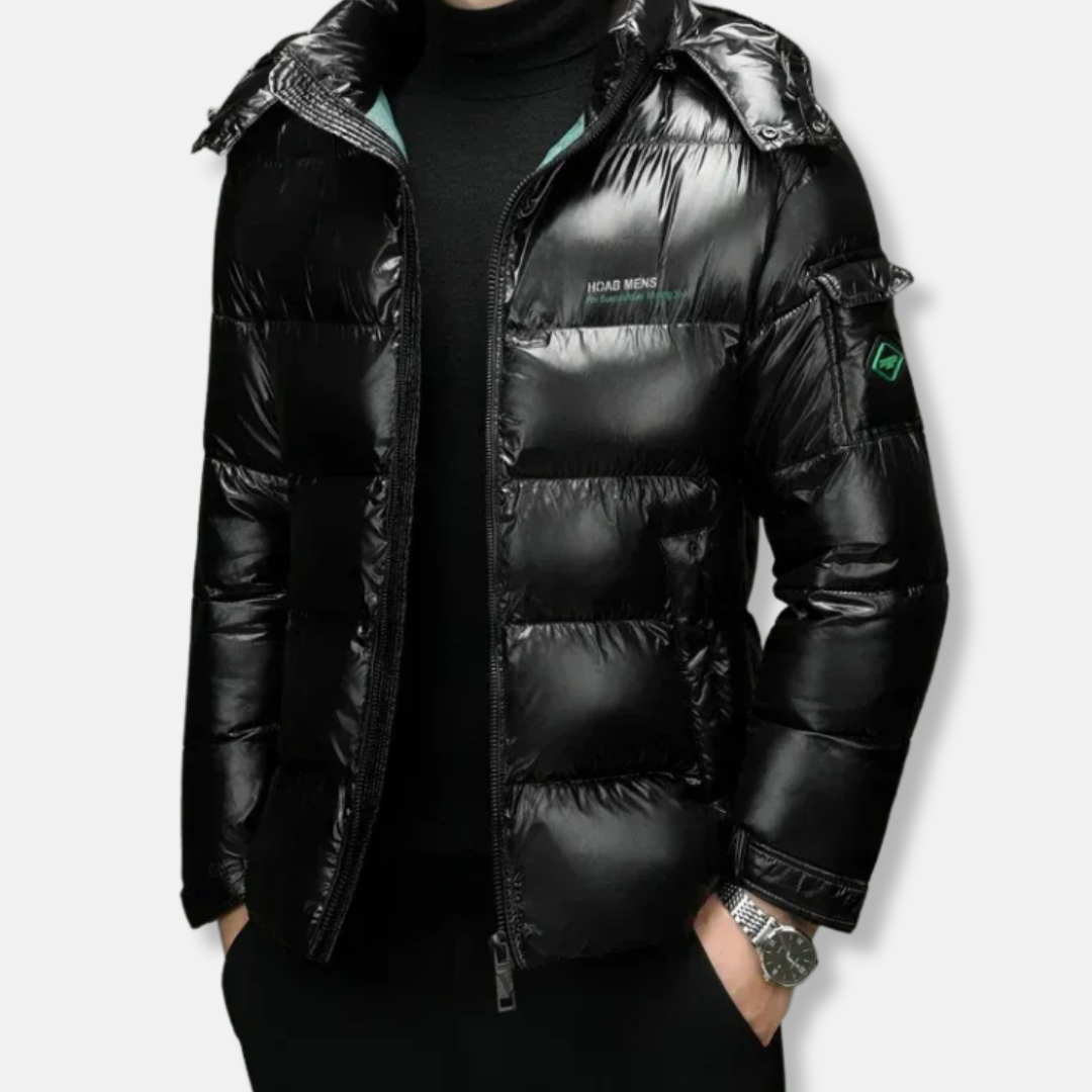 Men's quilted puffer jacket regular fit water-resistant stand collar winter outerwear