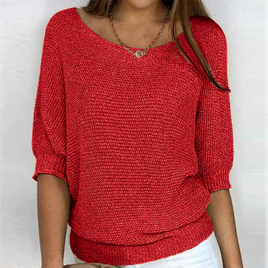 Scarlett elegant all-season women's sweater in soft neutral tone with flattering silhouette and premium knit fabric