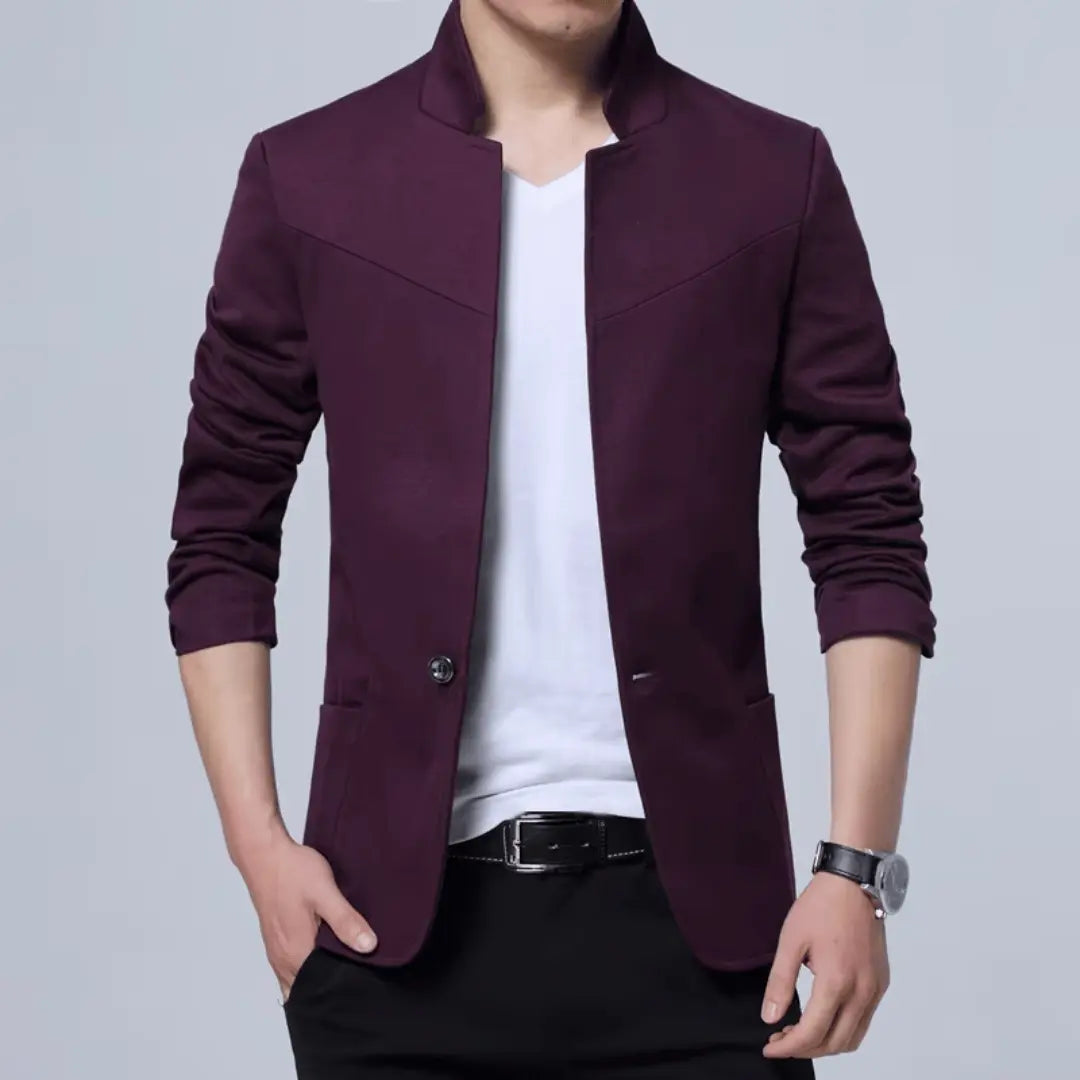 Men's navy tapered executive blazer lightweight breathable comfort fit boardroom style