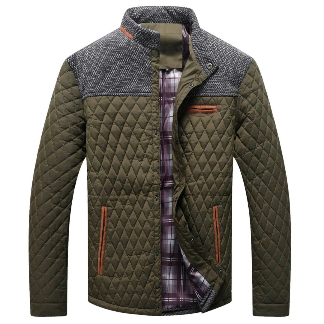 Wavlynn men's lightweight quilted jacket neutral tone slim fit diamond-quilted pattern
