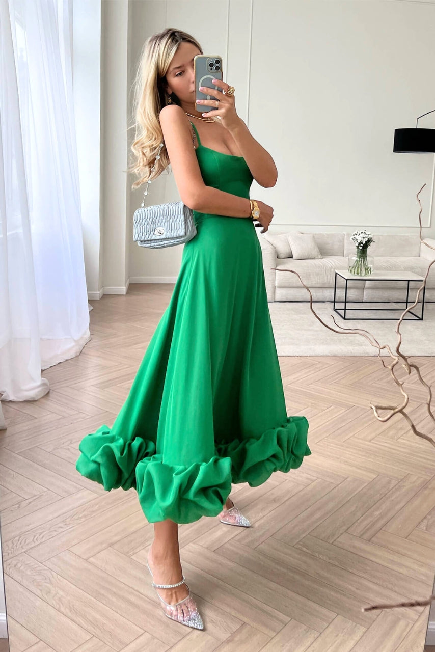 Dahlia women's flowing evening dress elegant silhouette soft drape wedding guest gown