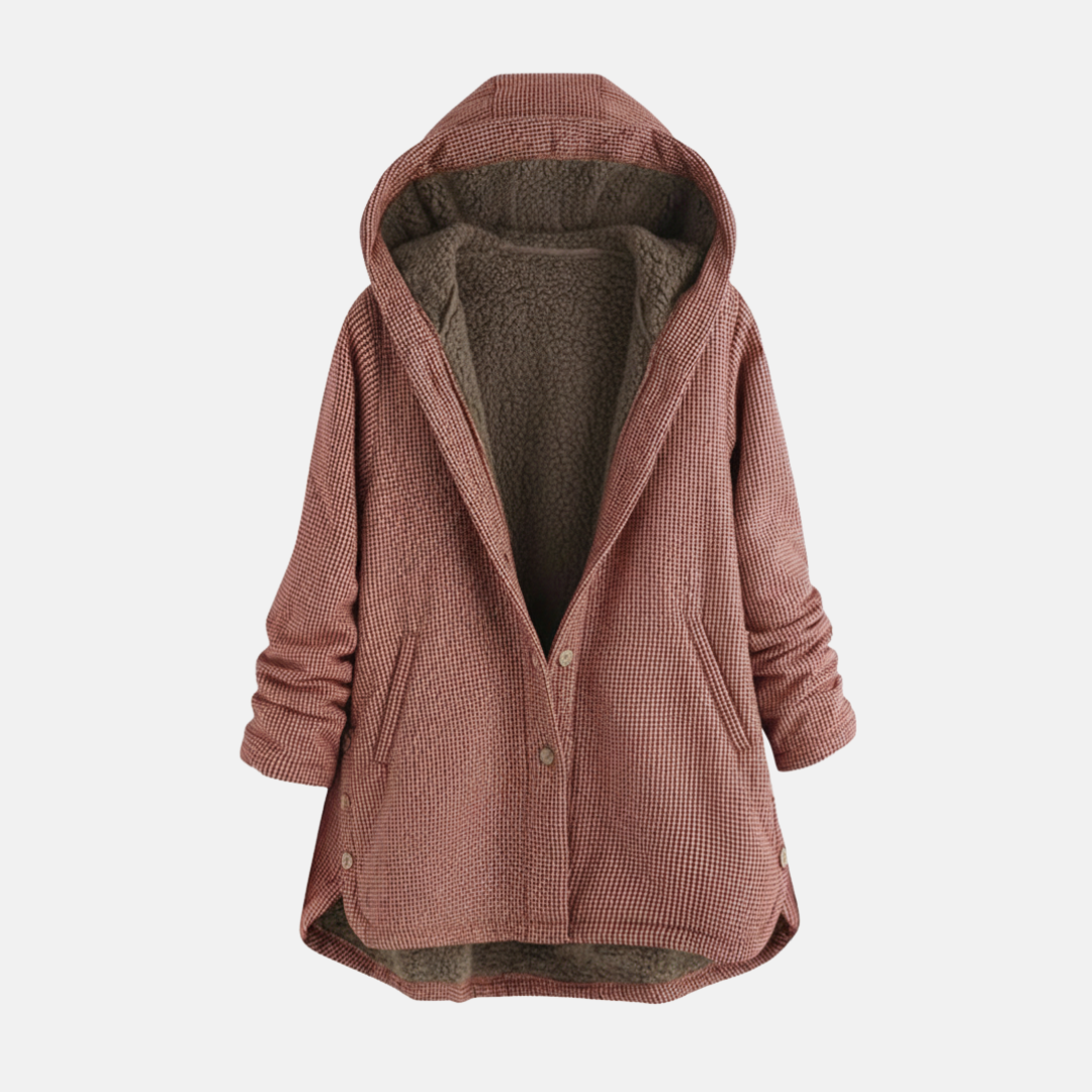 Women's oversized hooded fleece jacket tunic length cozy plush lining casual everyday style