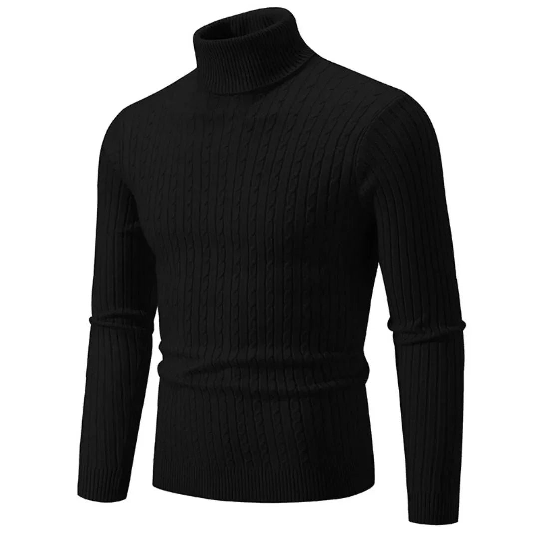 Aurelio classic turtleneck sweater in ribbed knit, soft stretchable fabric for casual and formal wear