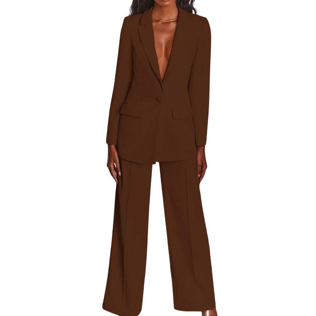 Women's elegant work suit polyester-spandex blend with gentle stretch for all-day comfort