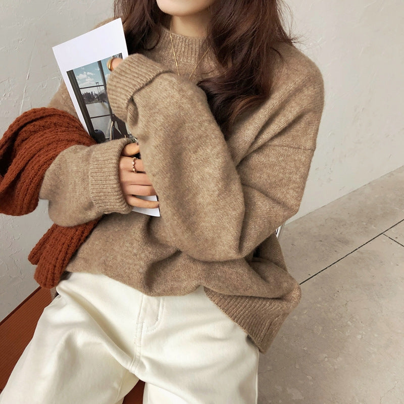 Wavlynn drop shoulder pullover unisex relaxed knit sweater with soft durable fabric