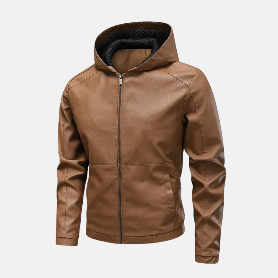 Men's slim fit hooded jacket full zip panel design wind-blocking cuffs contemporary outerwear