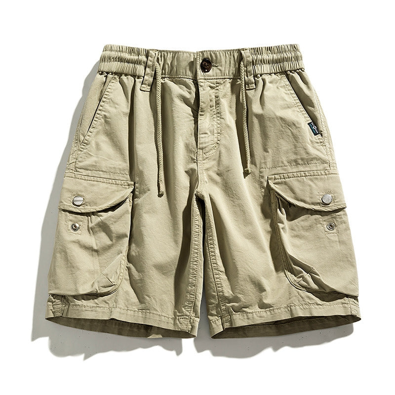 Karnor olive green cargo shorts with elastic waist, secure flap pockets, and relaxed everyday fit