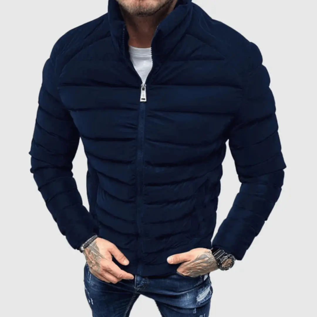 Dan Arborio slim-fit down puffer jacket in neutral tone with premium insulation and cotton blend