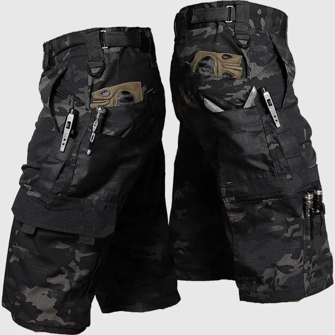 Bradley Scout camouflage cargo shorts with secure multi-pockets and reinforced seams for outdoor use