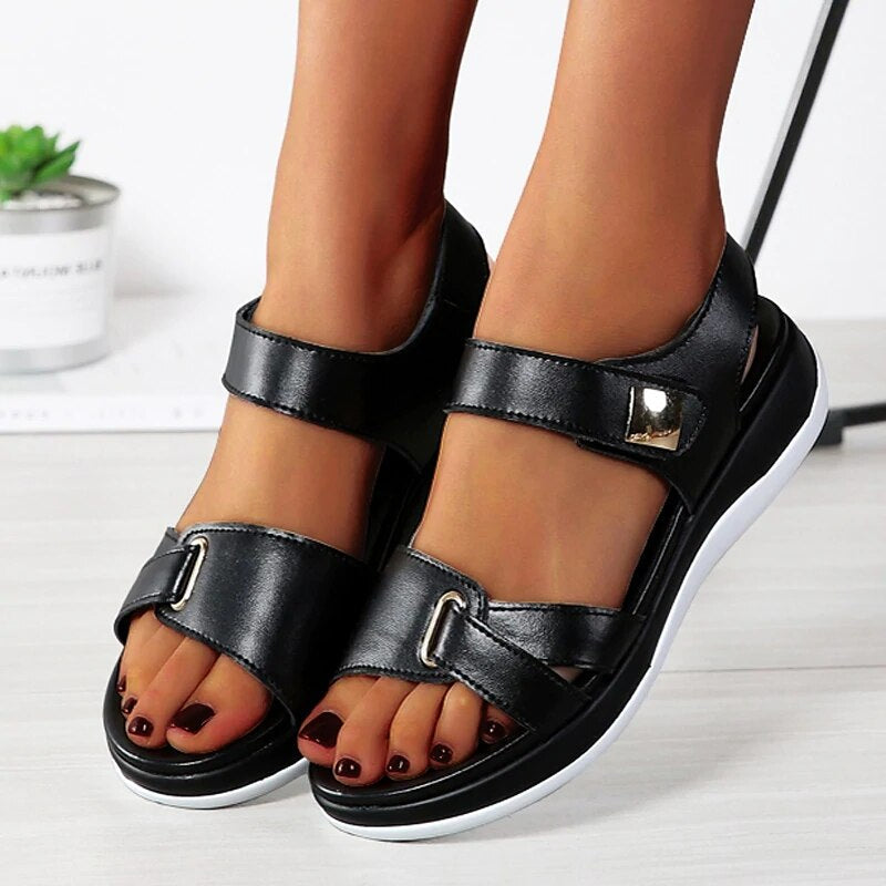 Women's comfort cushioned sandals with adjustable straps in neutral tones for all-day comfort