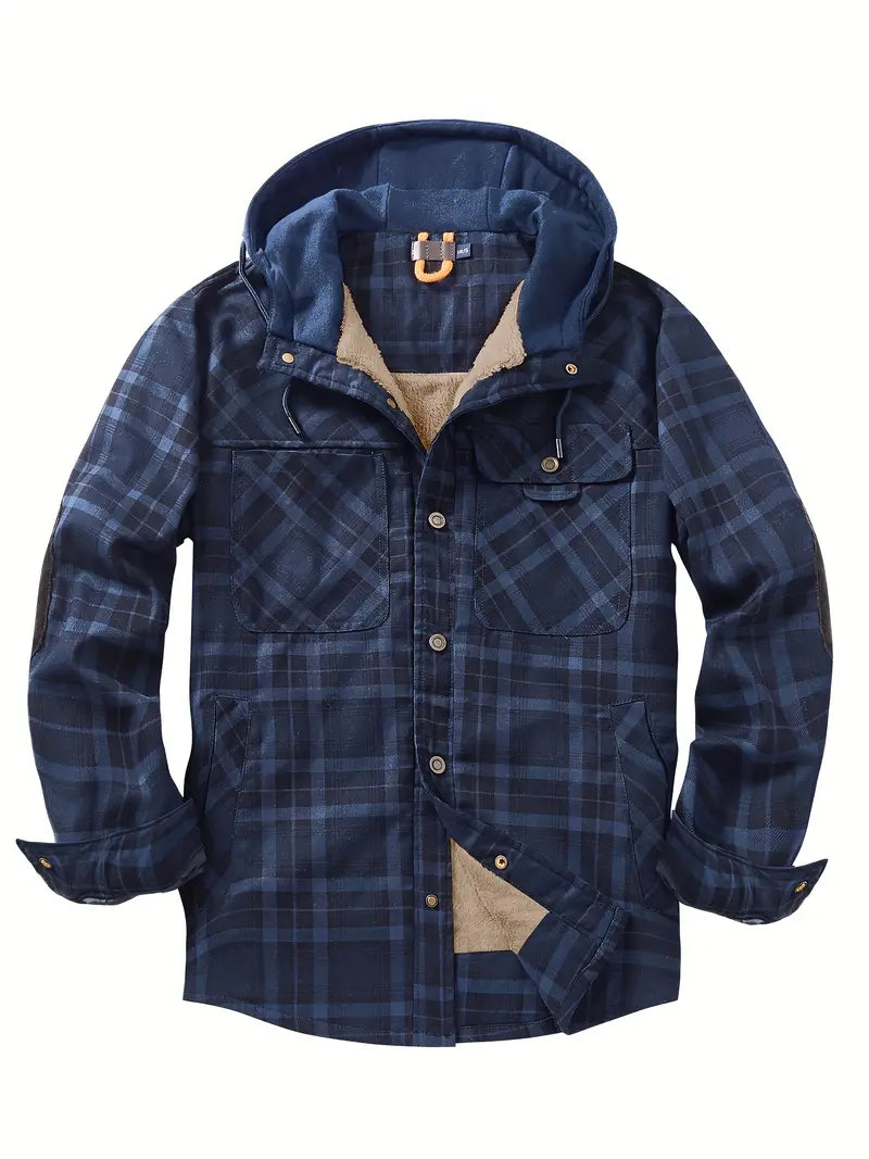 Wyatt hooded plaid jacket with cozy fleece lining, lightweight casual fit for all-season outdoor wear