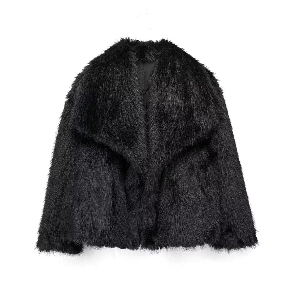 Unisex faux fur winter coat with plush lining, elegant casual fit in neutral tone