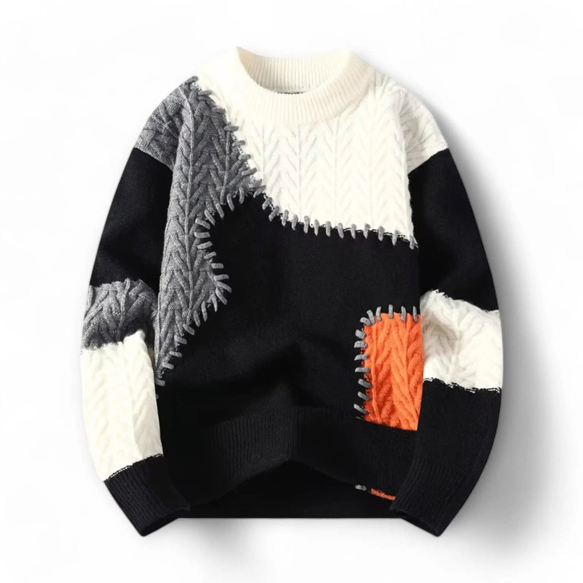 Black loose-fit crewneck sweater with ultra-soft fabric and urban relaxed style