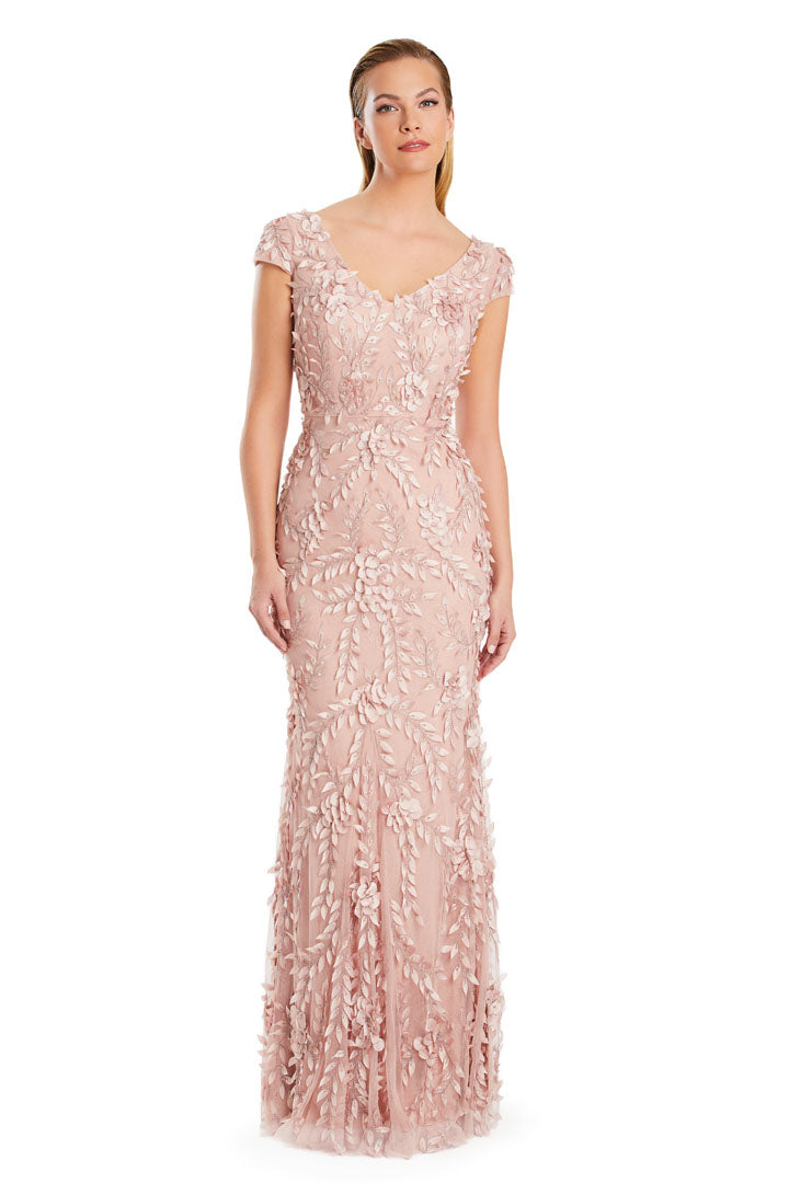 Alexander by Daymor long lace mother of the bride formal gown with V-neckline and shimmer appliqués