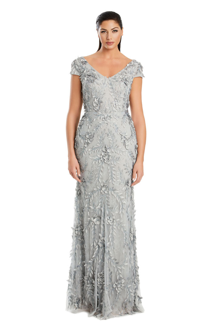 Alexander by Daymor long lace mother of the bride formal gown with V-neckline and shimmering appliqués