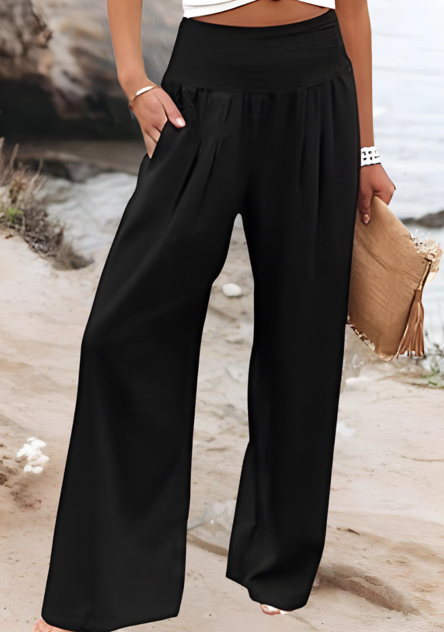 Women's white wide-leg beach pants flowy lightweight fabric breezy summer style