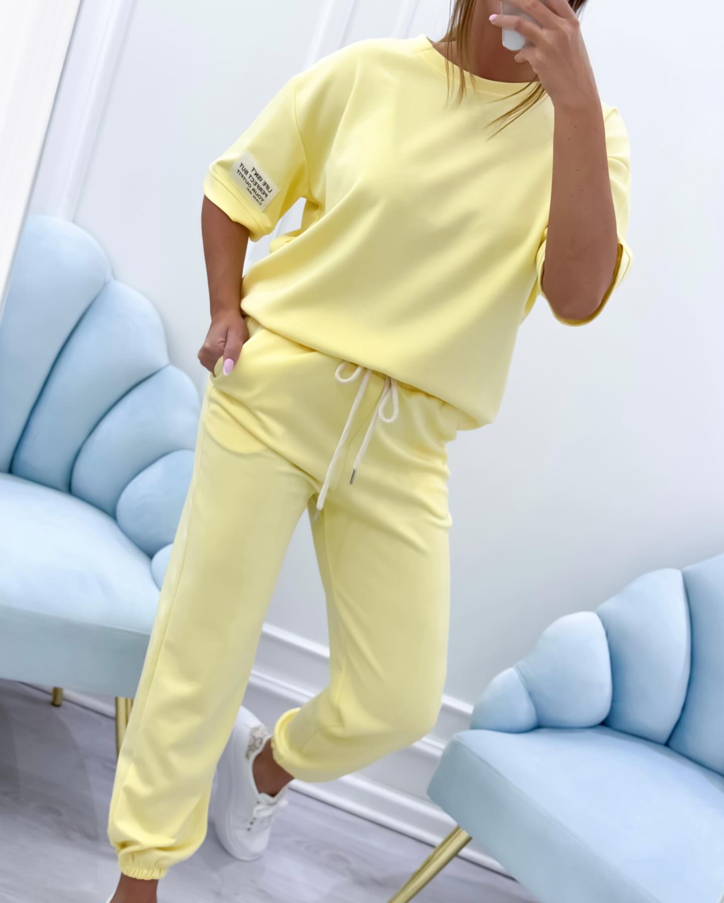 Daisy short sleeve matching set lightweight breathable loungewear with polished casual style