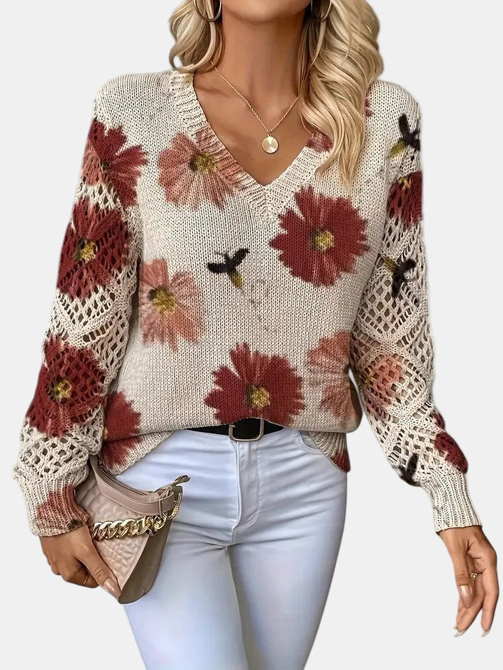 Allison™ women's beige relaxed-fit sweater with soft breathable fabric and flattering silhouette