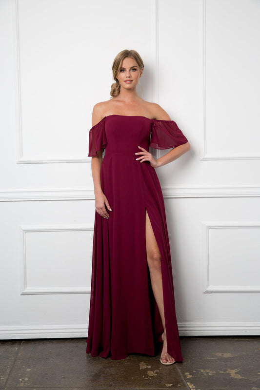 Long Formal Bridesmaids Chiffon Evening Gown Sale - Wavlynn
