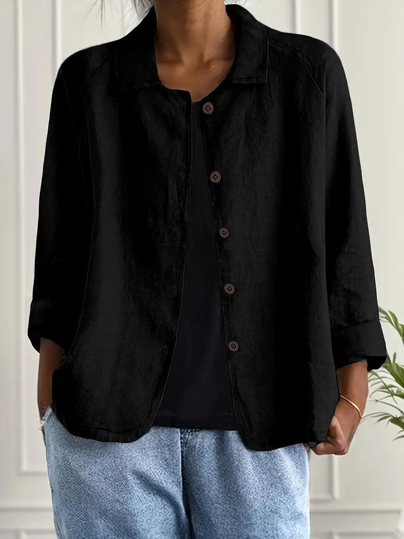 Denise classic light top in neutral tones, relaxed versatile layering piece with timeless silhouette