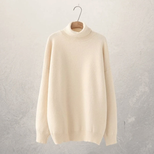 Mint green oversized turtleneck unisex cozy knit sweater relaxed silhouette for work or casual